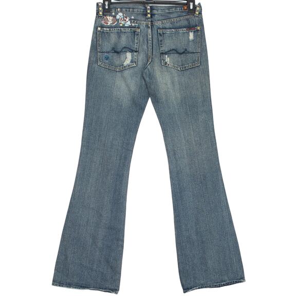 7 For All Mankind Zac Posen Jeans Bootcut Y2K Embroidered Boho Floral 29 Flawed - Picture 8 of 8